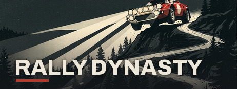 Rally Dynasty Steam small capsule: the key art cropped to the airborne coupe.